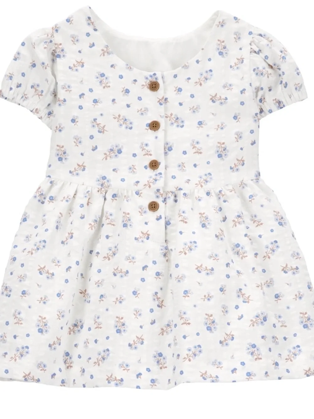 Carter's White Dress with Blue and Tan Floral Print